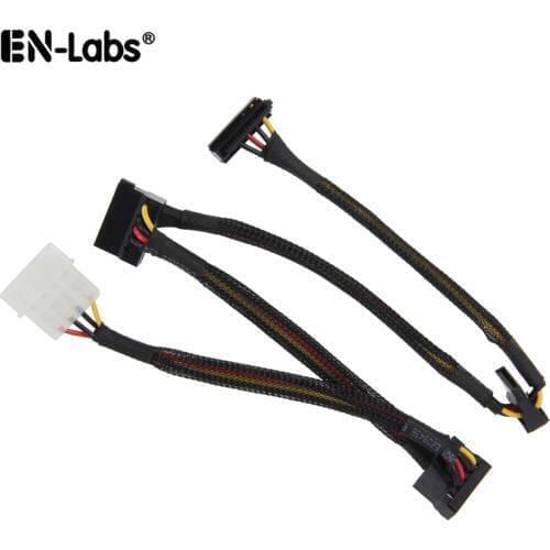Molex 4pin to 2 3 4 SATA Power Splitter Sleeve Cable,Molex 4 pin 90 Degree SATA Adapter Power Connector Spliter 4 HDD Hard Drive