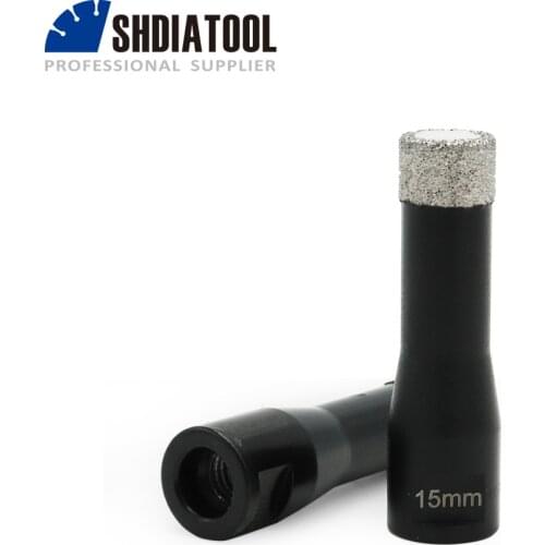 SHDIATOOL 2pcs M10 Dia 15mm Vacuum Brazed Diamond Drilling Bits Dry Drilling Core Bit For Granite Marble Tile Ceramic Hole Saw