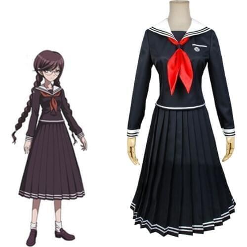 Anime Danganronpa Toko Fukawa Cosplay Costume Dangan-Ronpa Cos Halloween Party Costume Adult Women Jk Sailor Suit Tops Skirt