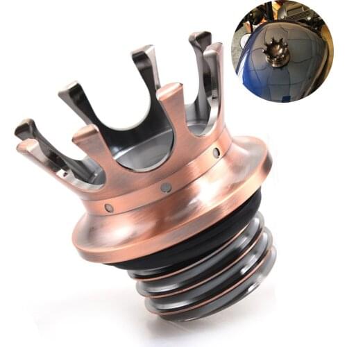 Motorcycle Copper Aluminum Crown Style Gas Cover Flush Vented Fuel Tank Cap For Harley Sportster Dyna Softail Touring Models