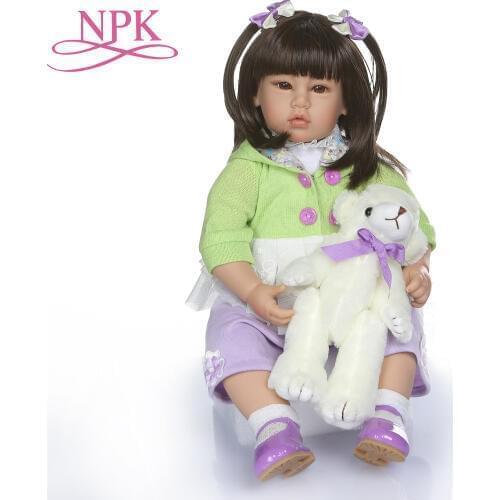 NPK 50CM real baby size long straight hair princess reborn toddler girl doll Asian bebe doll reborn toys for children brinquedos