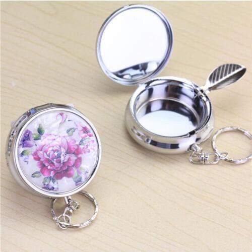 Small makeup compact decorate mirror makeup,Christmas party gift ,Mini Fashion portability pocket ashtray key holder flower