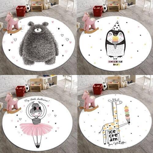 Cute cartoon bear Carpet girl living room bedroom large rugs kids room round unicorn baby play floor mat parlor lovely carpet