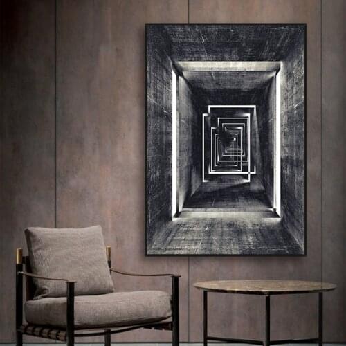 Fashion Modern Black White Art Wall Canvas Painting Abstract Building geometry Posters Prints Picture for Living Room Decoration
