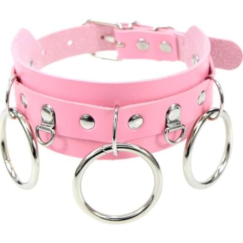 Fashion Leather Round Choker Necklaces Goth Punk Leather Choker Necklace Collar Sexy Geometric Bondage Pendent Jewelry