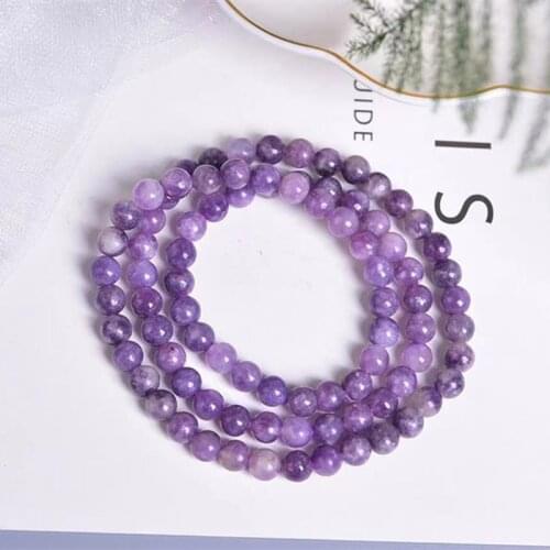 Natural Plum Tourmalin round bead elastic bracelet Handmade Power Stone Jewelry Mens and womens prayer beads healing bracelet