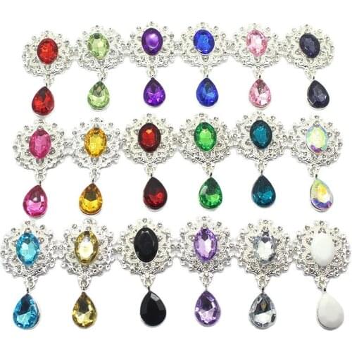 Delicate Shining Brooch 45*25mm 10pcs/set Crystal Accessories Fashion Gorgeous Wedding Invitation Holiday creative Decoration