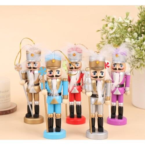 New Year Decor Kids Doll 1Pcs 12cm Wooden Nutcracker Soldier Merry Christmas Decoration Pendants Ornaments for Xmas Tree Decor