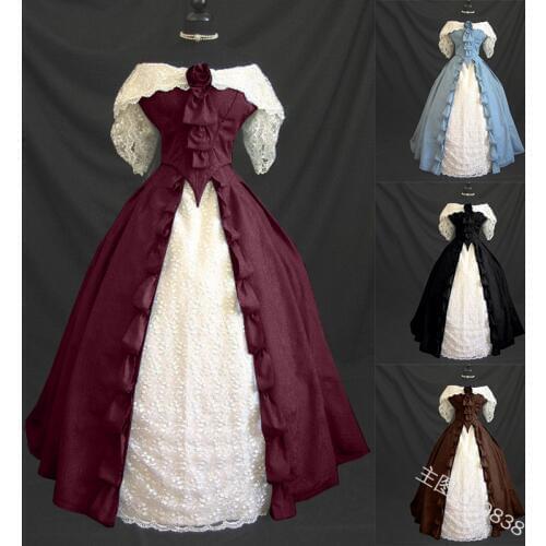 New black Vintage costumes 18th Duchess Retro medieval Renaissance Reenactment Theatre Civil war Victorian dress