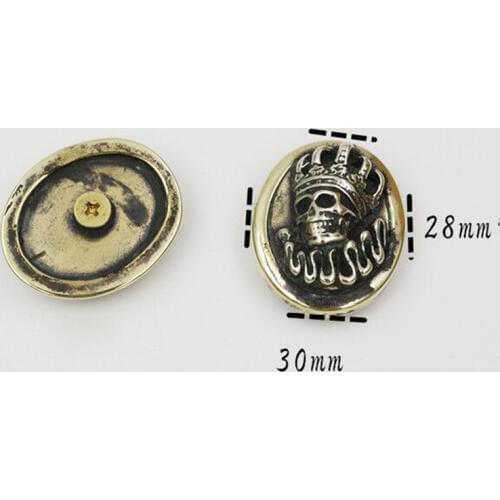 Solid brass skull queen design leather craft wallet big size metal rivet decotation caibu button with screws 2pcs/lot