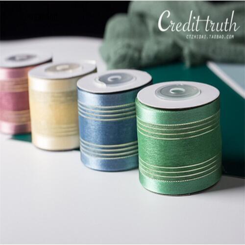 Kewgarden 38mm 1.5" Stripe Gold wire Organza Ribbon Handmade Tape DIY Hair Bow Ribbons Accessories Packing Satin Riband 10 Yards