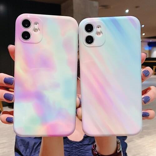 Gradual Color Marble Phone Case For iPhone 11 Pro 12 Pro Max XR X XS Max 7 8 Plus SE2020 Camera Protection Soft IMD Back Cover