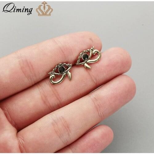 QIMING Gold Silver Evil Eyes Women Religious Ancient Jewelry Fashion Amulet Girls Punk Stud Earrings Bijoux
