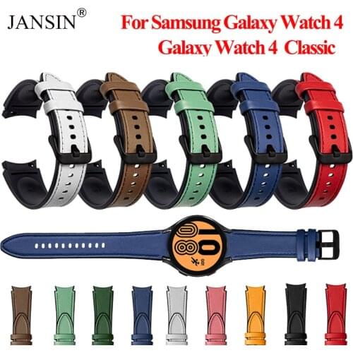 Silicone+Leather Strap For Samsung Galaxy Watch 4 40mm 44mm Correa Bracelet Belt For Samsung Galaxy Watch 4 Classic 46mm 42mm