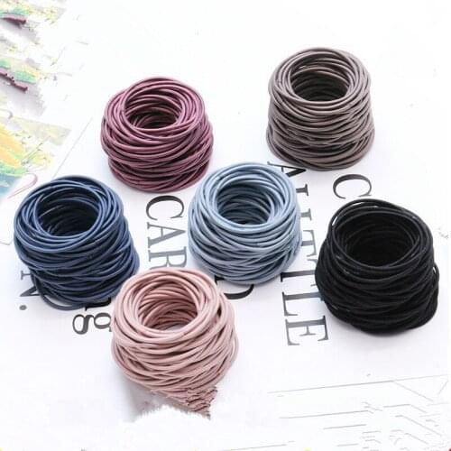 2018 New Fashion 100pcs/lot 5CM Size Thin Elastic Rubber Bands Korean Style Basic Girl Women Headwear Hair Accessories Tie Gum