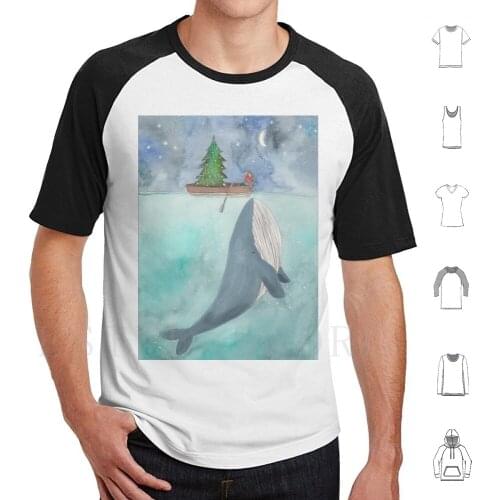Christmas Whale T Shirt Cotton Men DIY Print Whale Whales Christmas X Mas Ocean Sea Girls Boat Whimsical Romantic Cut