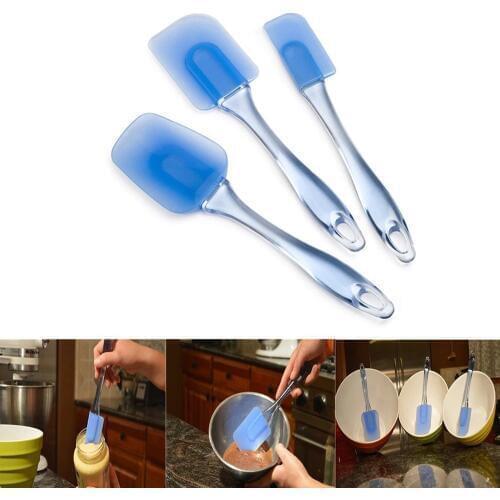 3Pcs/set Silicone Cake Spatula Espatula Cake Pastry Brush Baking Tools Butter Spatula Mixing Batter Scraper Bakeware Tools
