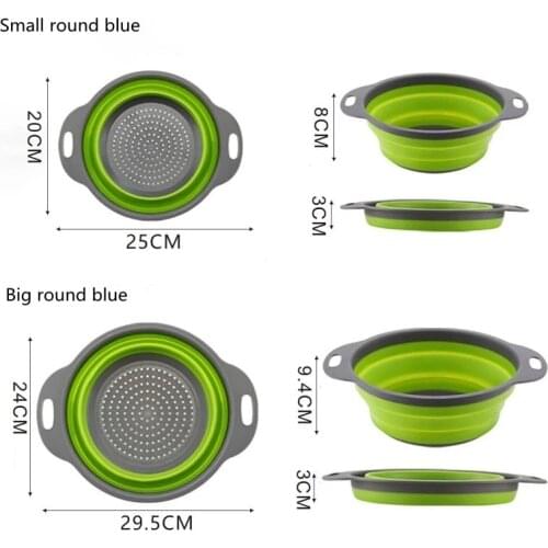 Foldable Drainage Basket Scalable Foldable Fruit Basket Silicone Drainage Basket Kitchen Tools