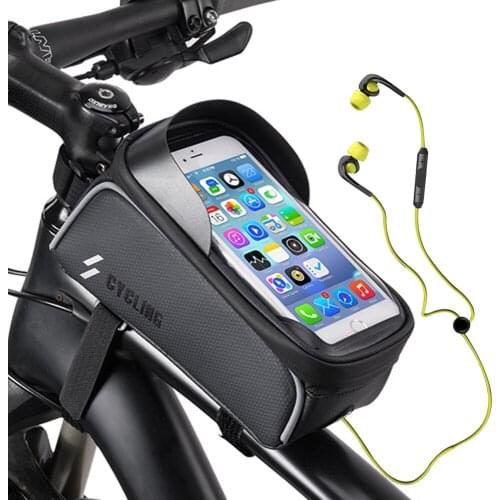 Bicycle Phone Bag Frame Front Top Tube Bicycle Head Tube Large Capacity Storage Bag Waterproof Reflective Strips MTB Riding Bag