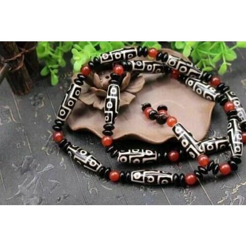 Tibetan prayer worry dzi bead old agate 9 eyes necklace gzi tibet AAAAA