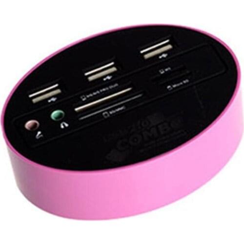 USB Hub 2.0 3 Ports + Card Reader High Speed Hub USB Combo All In One USB Splitter For SD/MMC/M2/MS/MS Pro