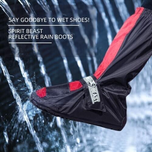 SPIRIT BEAST Waterproof Shoes Covers For Universal Motorcycle Bike Riding Reflective Rain Boot