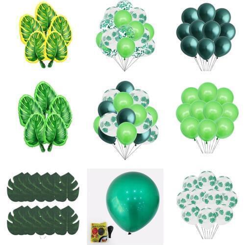 Green Latex Balloon Woodland Animal Palm Leaf Safari Jungle Party Balloons WILD ONE Birthday Party Decorations Kids Baby shower
