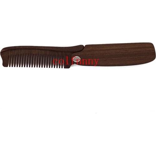100pcs/lot Fast Shipping Custom Your Logo Blank Black Ebony Wood Comb Folding Wood Comb Pocket Comb 10cm Length