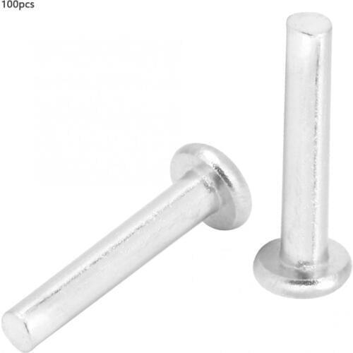 100Pcs M2.5*12/14/16mm Flat Head Aluminum Rivets Countersunk Solid Rivets Thermo Nail Rivets Fasteners Photo Album Leather Craft