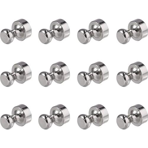12pcs Metal Magnetic Push Pins Magnets Hooks Hanger for Refrigerator Whiteboard Map Calendar Home Office School Supplies