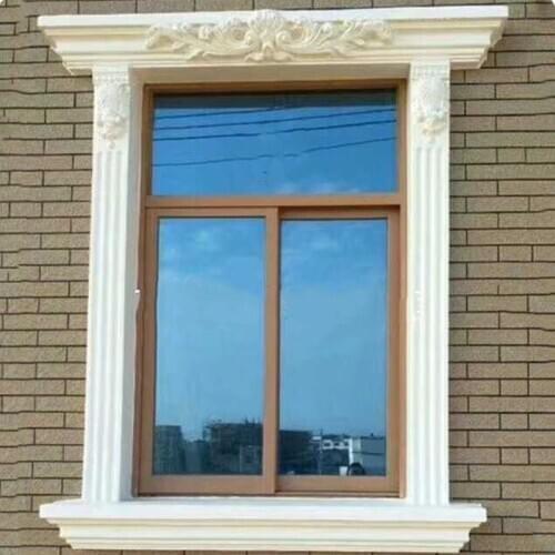 15cm/5.91in ABS Multi Pattern Cast in Place Square Column Window Frame Border Mold With Wheat &Star Emboss Wave &Plain Rail Sill