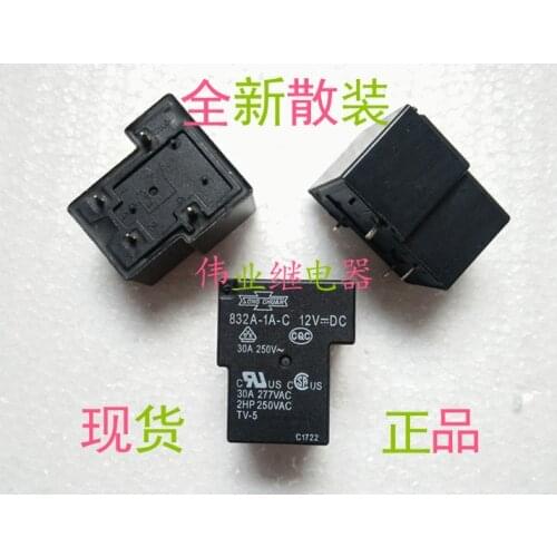 2pcs/lot 832A-1A-C 12VDC New Relay 4 PIN A set of normally open