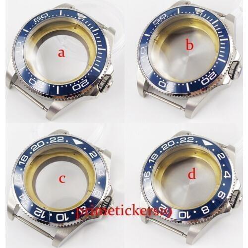 2 type blue color bezel 43mm see-through/solid case back watch case fit ETA 2836 MIYOTA movement