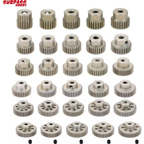 2pcs 64DP 3.175mm 21T- 25T 26T 28T 29T 30T 32T 35T 40T 41T 45T 46T-50T Aluminum Metal Pinion Motor Gear For 1/10 Rc Car Motor