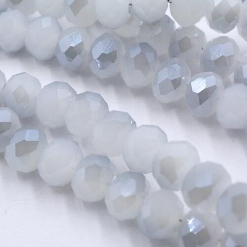 4mm/ 6mm/8mm White Jades-blue Light Crystal Rondelle Beads Wheel Faceted Glass Beads for Jewelry Making Diy Jewelry Accessories