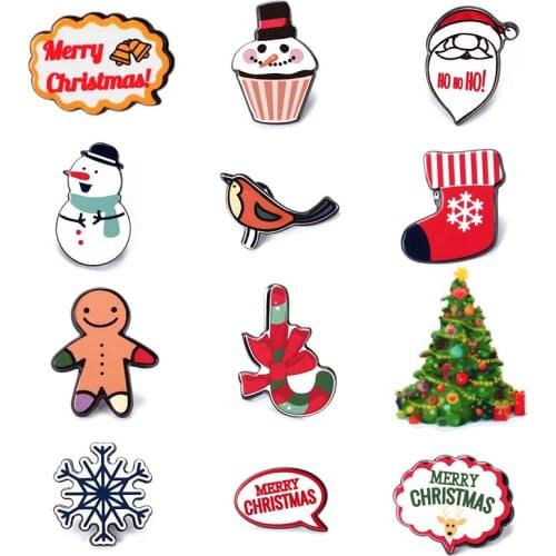 4Pcs/set Cute Cartoon Brooch Pin Jewelry Christmas Santa Snowman Clothing Badge Corsage Collars Acrylic Broches Brooches #93401