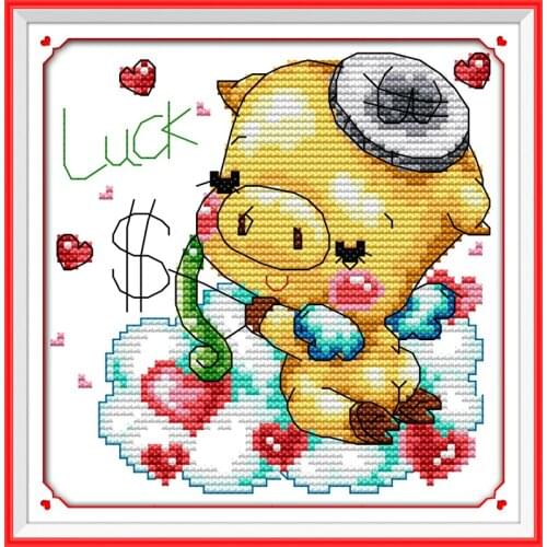 Angel pig cross stitch kit 14ct 11ct count print canvas stitches embroidery DIY handmade needlework plus