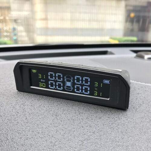 Car LED Display TPMS Tire Pressure Monitoring System with 4 Internal Sensors solar + USB Charging