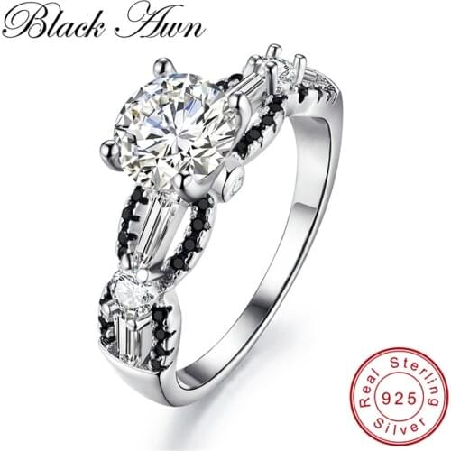 [BLACK AWN] High Quality 925 Sterling Silver Jewelry Trendy Wedding Rings for Women Engagement Ring C099