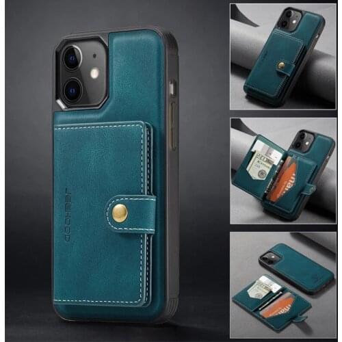 For iPhone 12 Case iPhone 7 8 Plus XR XS Max 11 SE Promax (6.5) Retro Fashion Wallet Slot Magnet Shockproof Mobile Phone Bracket