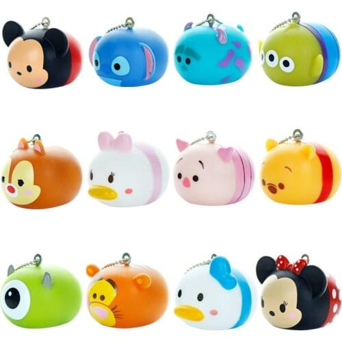 Disney Cartoon Decompression Toy Kawaii Anime Figure Mickey Winnie Stitch Multifunctional Soft Pendant Kids Adult Pinch Toy