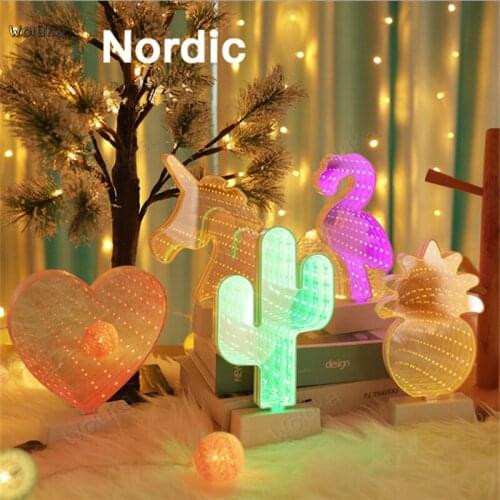 Homestay Inn Decoration Bedroom LED Light Dormitory Bar 3D Double Mirror Tunnel Lights CD50 W02