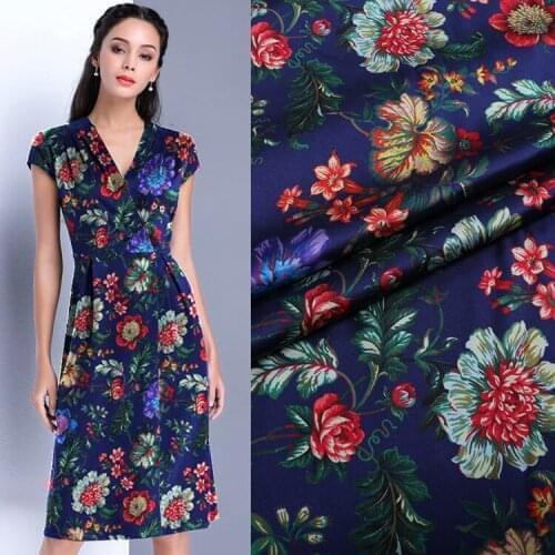 Customized Digital Inkjet Heavy Silk Stretch Satin Fabric Summer Soft Smooth Satin Shirt Cheongsam Clothing Fabric