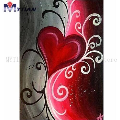 Beautiful Black and Red Heart,Diamond Painting,Full Square Round Drill 5d DIY Diamond Embroidery Cross Stitch Mosaic Home Decors