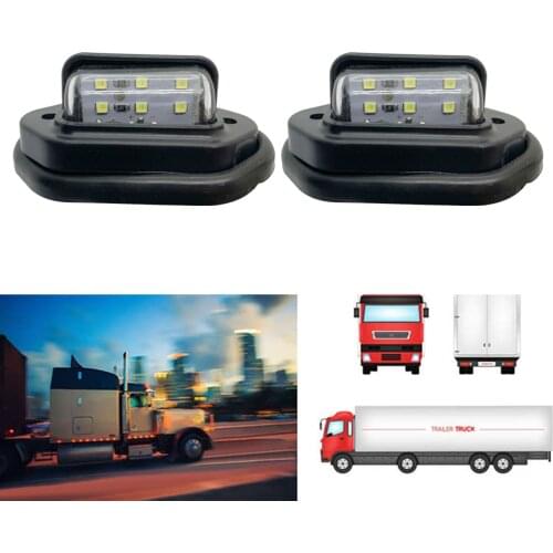 Hot sale2Pcs 12V24V Waterproof 6 LED Car License Plate Light White Signal Tail Light Lamp for Boat Truck Trailer SUV Van Caravan