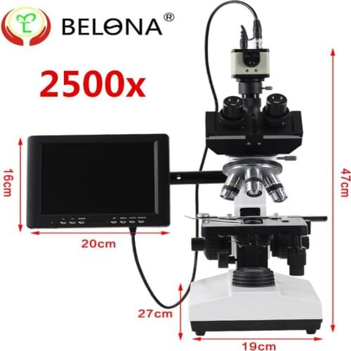 MUOU ultra-luxury 2500X Binocular USB Biological Microscope with CCD Camera and 8-inch LCD screen Digital Microscope