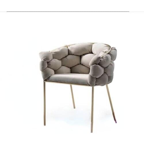 Customizable European Style Manicure Backrest Sofa Chairs Modern Minimalist Light Luxury Wrought Iron Phnom Penh Soft Stool