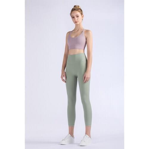 New 2020 Hot Sale New Arrival Skin-Friendly Female Yoga Leggings Solid Color High Waist Outside Running Pants Calf-Length