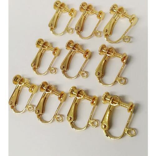 SULEMON New 1.6CM Screw Ear Clip No Pierced Ear Clip Stud Earrings Jewelry Findings Gold Silver Color Spot Wholesale 10pcs/Bag
