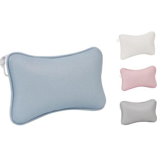BMBY-3D Mesh Spa Bathtub Headrest Pillow with Suction Cups Non-Slip Cushion Bath Tub Spa Pillow for Neck Back Bathroom